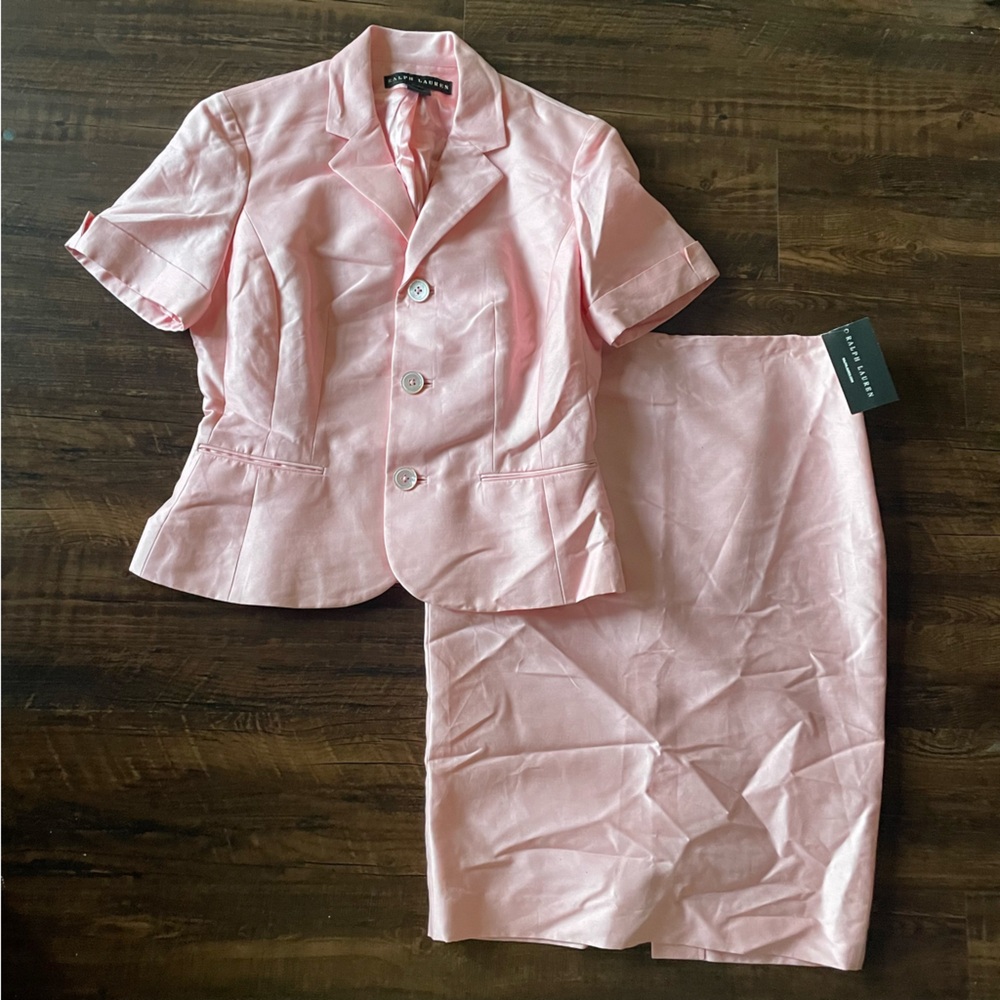 RALPH LAUREN Black Label Silk Pink Barbiecore Two-Piece Skirt Suit Women size 6 - Picture 14 of 14